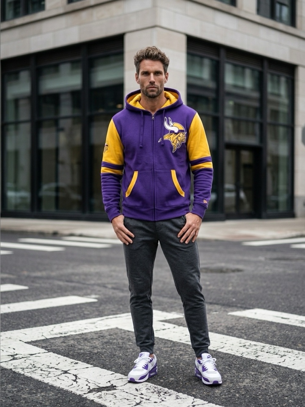 Minnesota Vikings NFL Stadium kids long sleeve full zip sweatshirt Hoodie